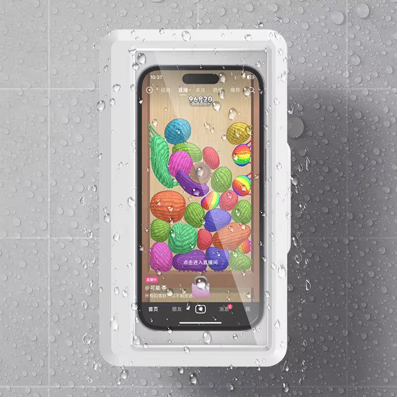 Bathroom Waterproof Phone Holder Home Wall Phone Case Stand Box Self-Adhesive Touch Screen Phone Bracket Shower Sealing Storage
